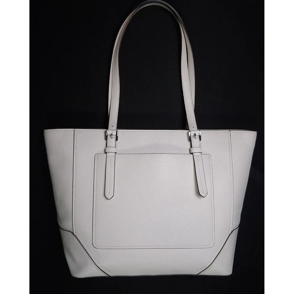 Michael Kors White Aria Large Pebble Leather Tote ,‎ Shoulder Bag 12 x 11 x 6